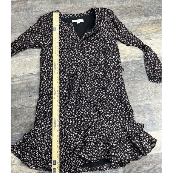 Loft Ruffle Ditsy Floral Vine Dress Knee Length Semi Sheer Long Sleeves Size XS - Picture 11 of 12
